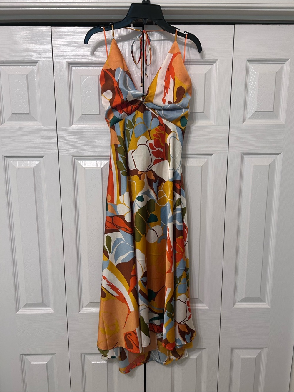 Multicolor Floral Satin Slip Dress